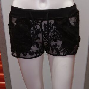Black Sheer Floral Shorts